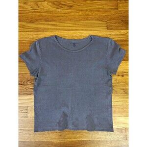 Brandy Melville Gray Solid Cotton Jersey Crew Neck Short Sleeve T-Shirt OS
